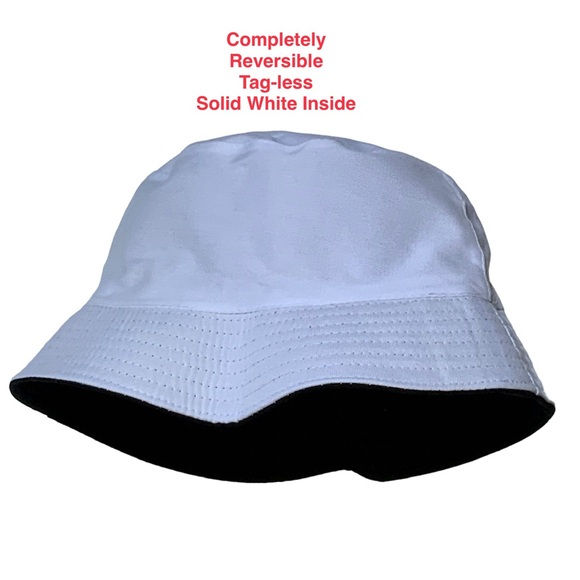Bucket Sun Hat Reversible Masters Golf Cap Sun Cotton Twill Adult Black White - Picture 3 of 14
